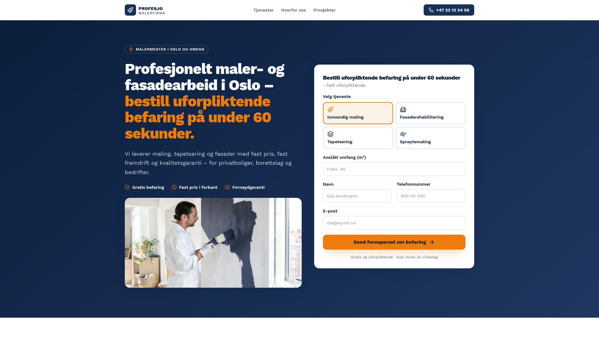 Førstesiden til Profesjo